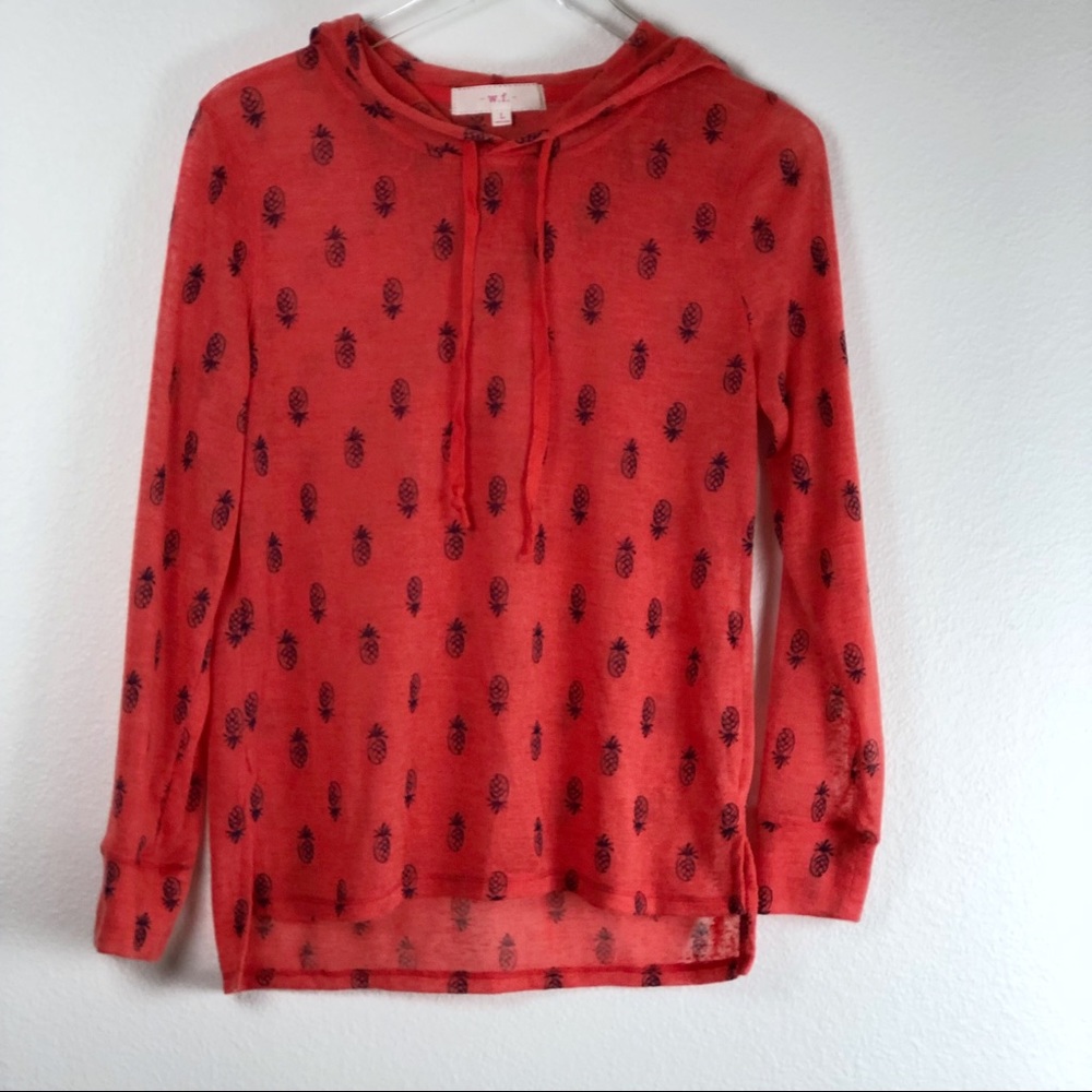 Sheer Pineapple Print Hoodie  B44